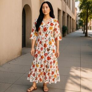 Rose Beverly Floral Print Maxi Dress - Multicolor